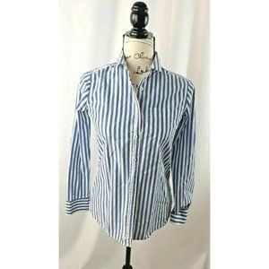 J Crew Boy Shirt 00 Blue White Jacquard Stripe Button Down (T-35)